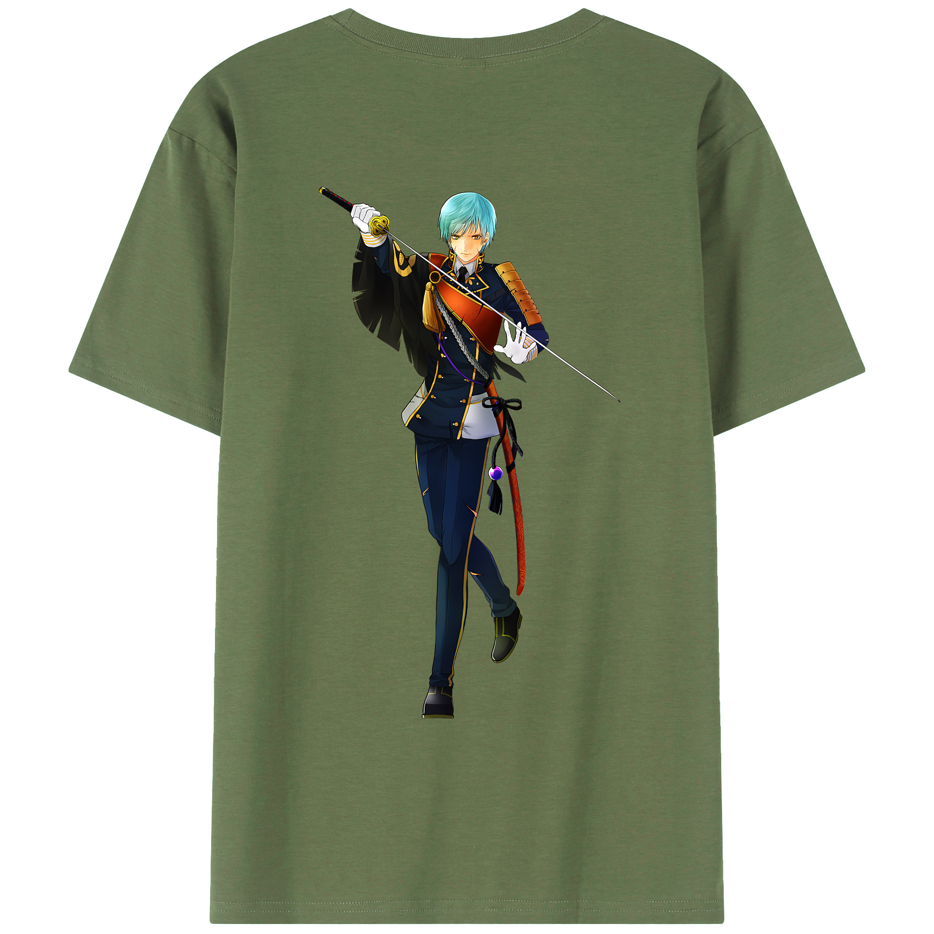 （画像用） 刀剣乱舞 Touken Ranbu 綿100％ メンズ半袖Tシャツ（バックプリント） 通気性